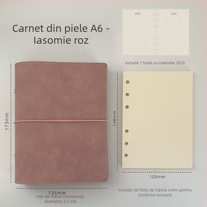 Caiet cu foi detașabile, pagini interioare goale, pagini din hârtie, portabil