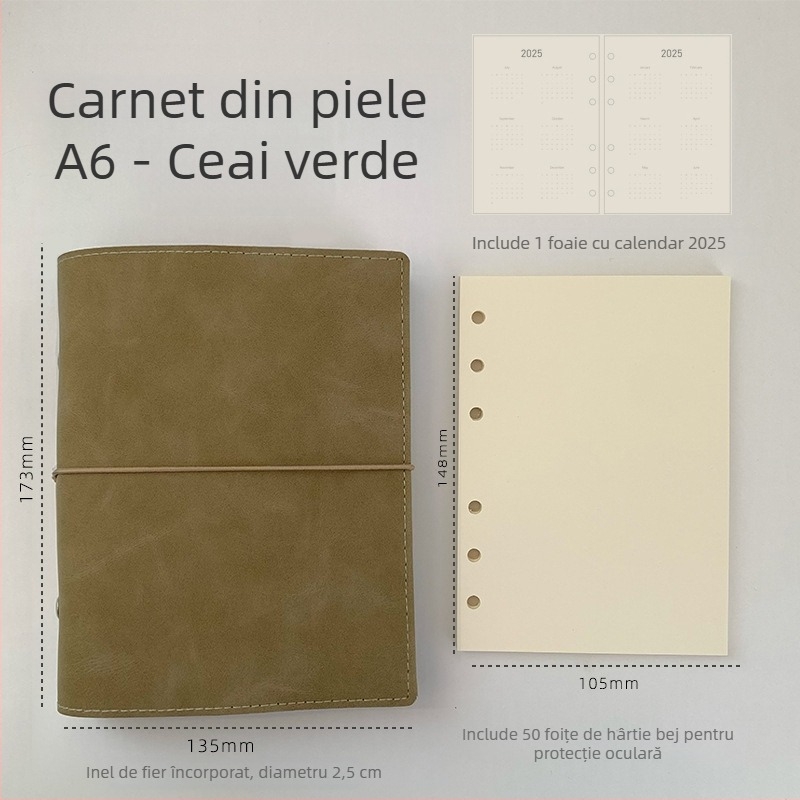 Caiet cu foi detașabile, pagini interioare goale, pagini din hârtie, portabil