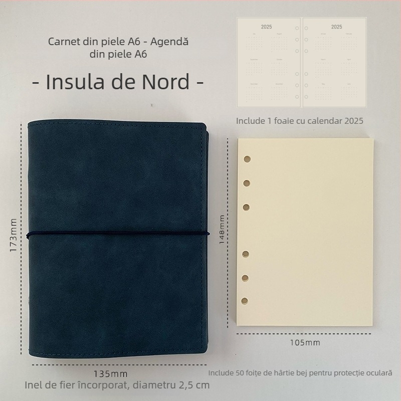 Caiet cu foi detașabile, pagini interioare goale, pagini din hârtie, portabil