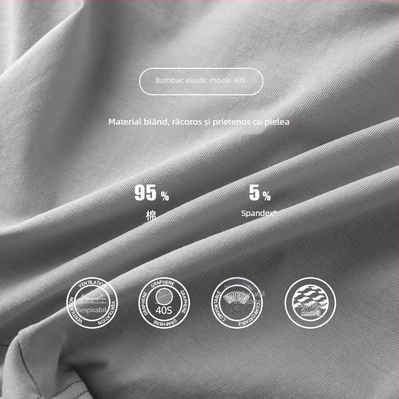 Boxeri antibacterieni din bumbac pentru bărbați cu talie medie – tricot respirabil, 95–100% bumbac, țesătură din bumbac