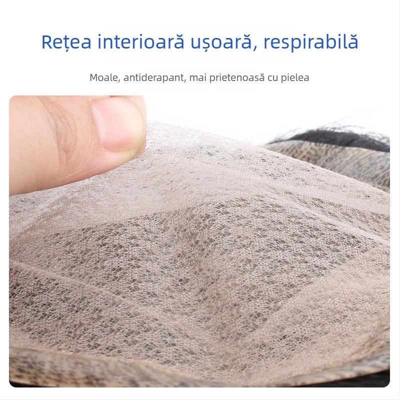 Perucă masculină din păr real, acoperire a cheliei, poate fi vopsită, construcție cu mecanism