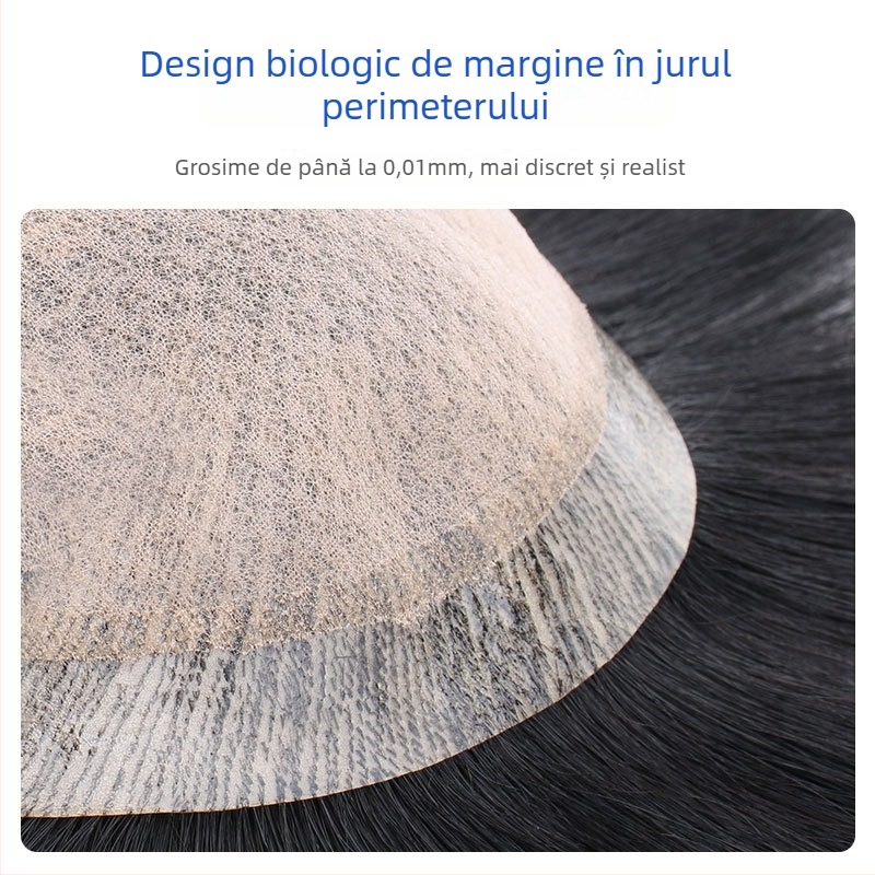 Perucă masculină din păr real, acoperire a cheliei, poate fi vopsită, construcție cu mecanism