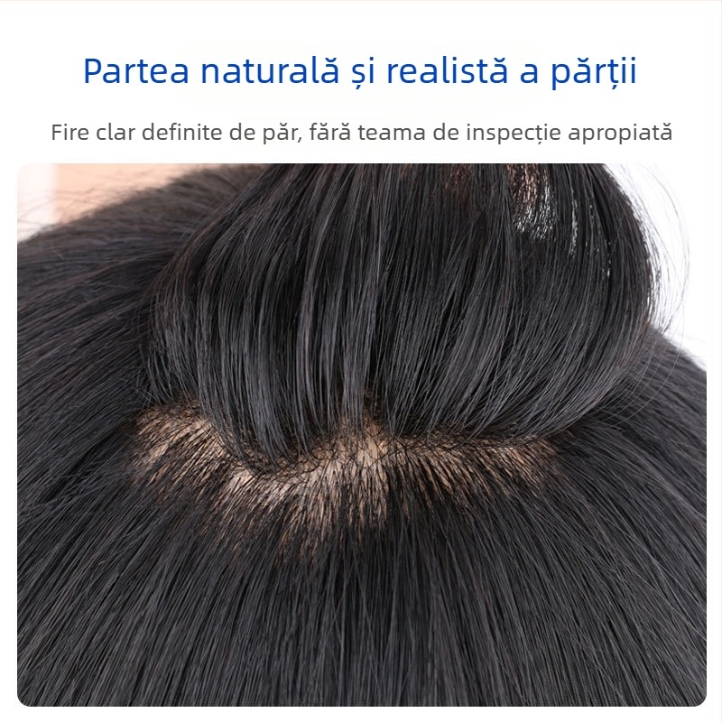 Perucă masculină din păr real, acoperire a cheliei, poate fi vopsită, construcție cu mecanism