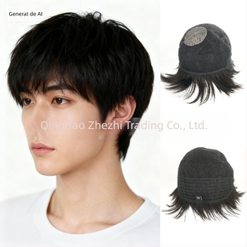 Perucă masculină din păr real, lucrată manual, textură Morgan, pregătită pentru permanent și vopsire, oferă volum