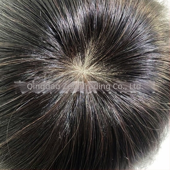 Perucă pentru bărbați din păr uman real, ușoară și respirabilă, lungime scurtă, realizată manual, poate fi vopsită