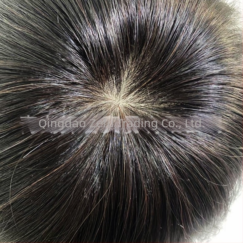 Perucă pentru bărbați din păr uman real, ușoară și respirabilă, lungime scurtă, realizată manual, poate fi vopsită