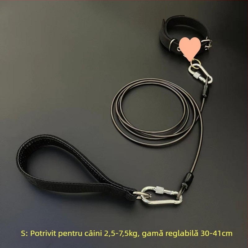 Lesa pentru câini cu lanț metalic, anti-mușcă, neretractabil, accesoriu