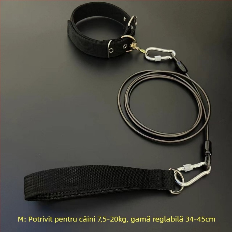 Lesa pentru câini cu lanț metalic, anti-mușcă, neretractabil, accesoriu