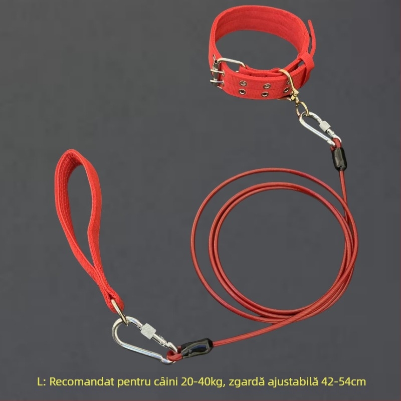 Lesa pentru câini cu lanț metalic, anti-mușcă, neretractabil, accesoriu