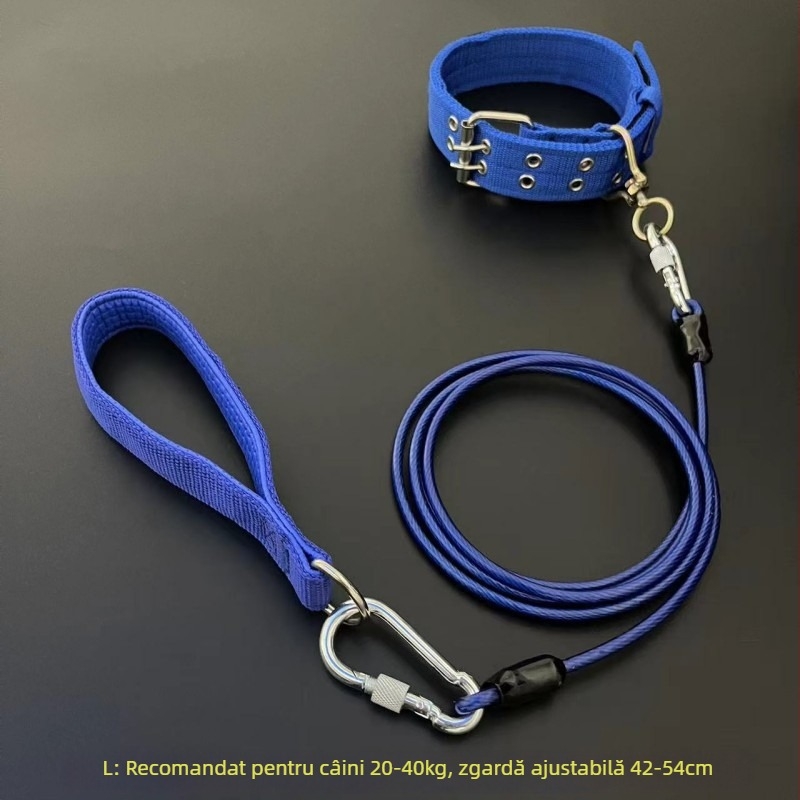 Lesa pentru câini cu lanț metalic, anti-mușcă, neretractabil, accesoriu