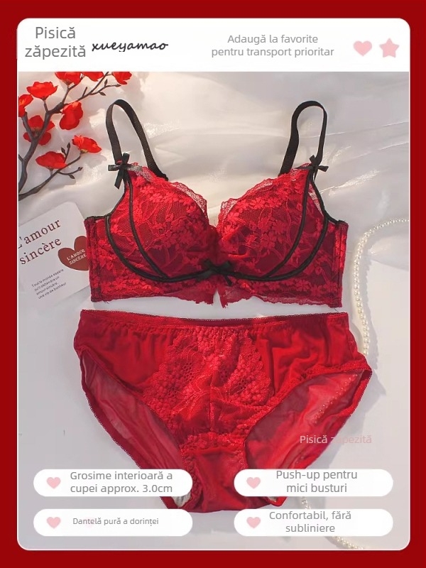 Set de lenjerie intimă – cupe 3/4, închidere la spate cu patru rânduri de cârlige, bretele fixe duble, material nylon