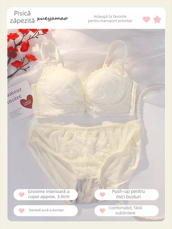 Set de lenjerie intimă – cupe 3/4, închidere la spate cu patru rânduri de cârlige, bretele fixe duble, material nylon