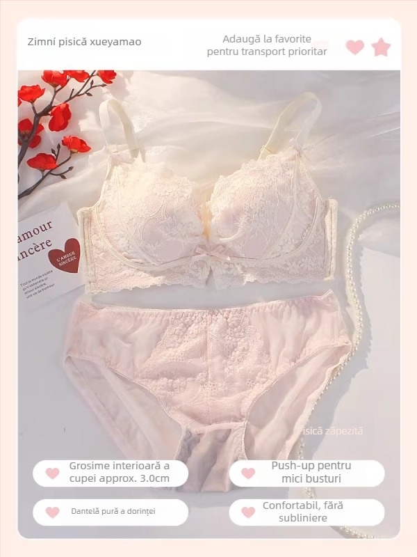 Set de lenjerie intimă – cupe 3/4, închidere la spate cu patru rânduri de cârlige, bretele fixe duble, material nylon