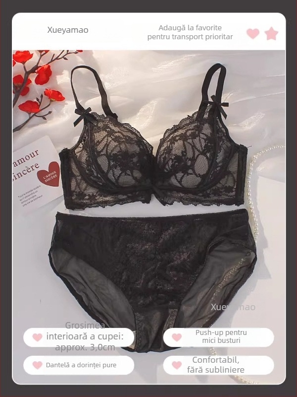 Set de lenjerie intimă – cupe 3/4, închidere la spate cu patru rânduri de cârlige, bretele fixe duble, material nylon