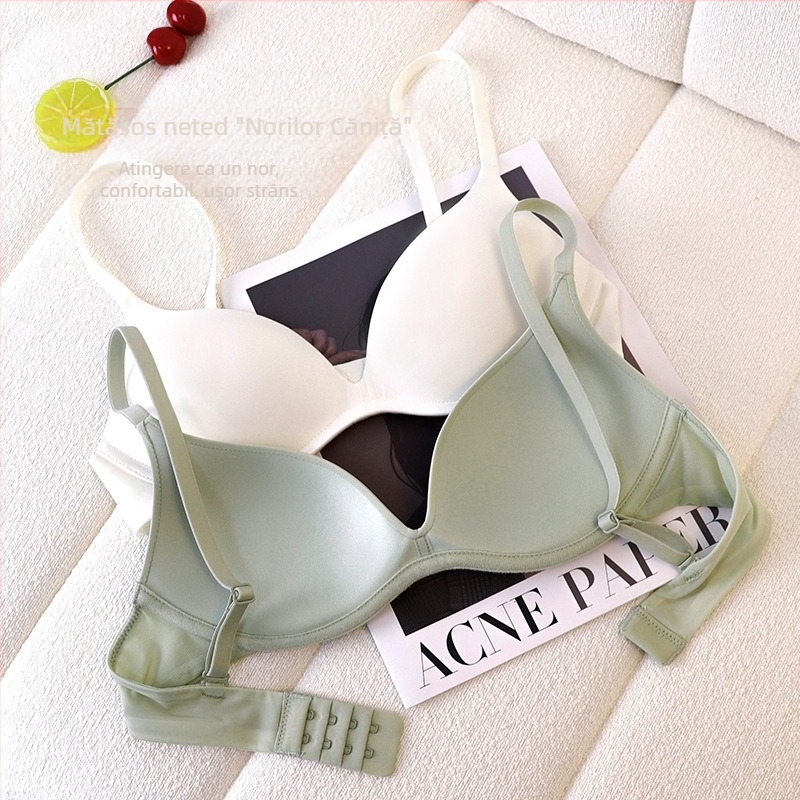 Editha sutien fără cusături pentru femei, material nylon, cupe 3/4 din burete ușor modelate, bretele fixe, închidere la spate cu două rânduri de catarame