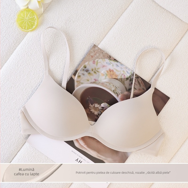 Editha sutien fără cusături pentru femei, material nylon, cupe 3/4 din burete ușor modelate, bretele fixe, închidere la spate cu două rânduri de catarame
