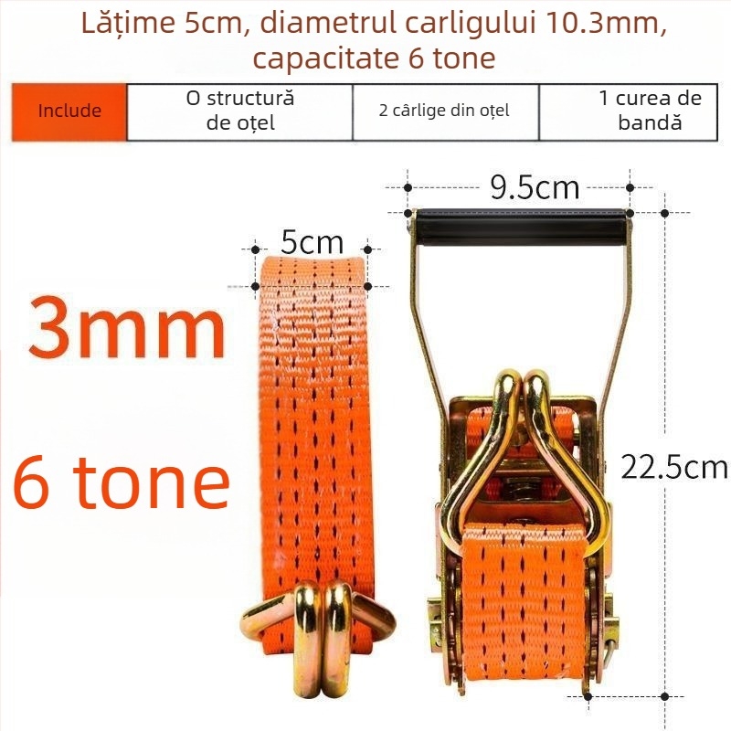 6t Întinzător de cablu pentru camion, manual, greu, fără sudură, tensionator de curea
