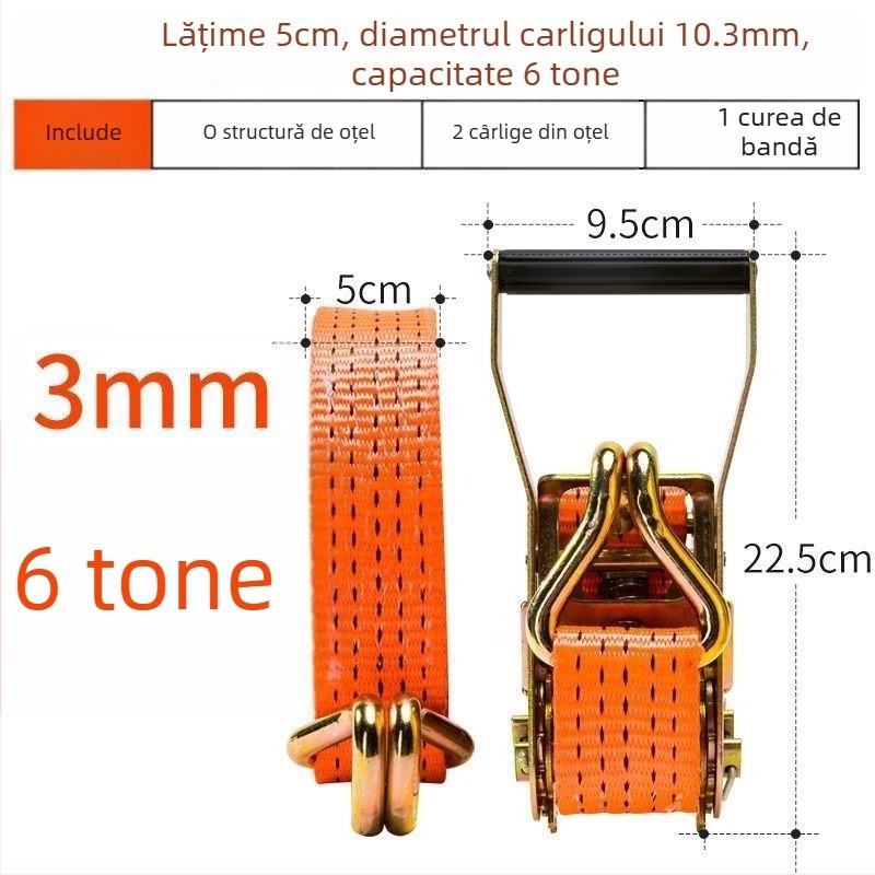6t Întinzător de cablu pentru camion, manual, greu, fără sudură, tensionator de curea
