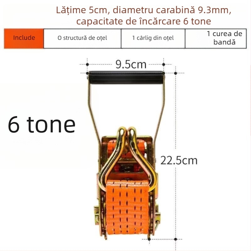 6t Întinzător de cablu pentru camion, manual, greu, fără sudură, tensionator de curea