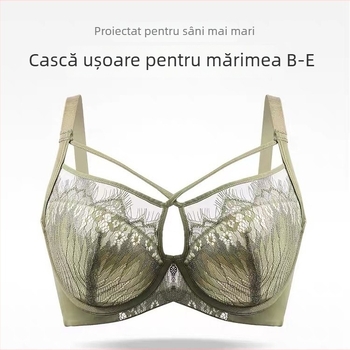 Set sutien dantelat cu Push-Up, cupe 3/4, formează cu vârf subțire sus și bază groasă, inel de oțel moale, bretele fixe