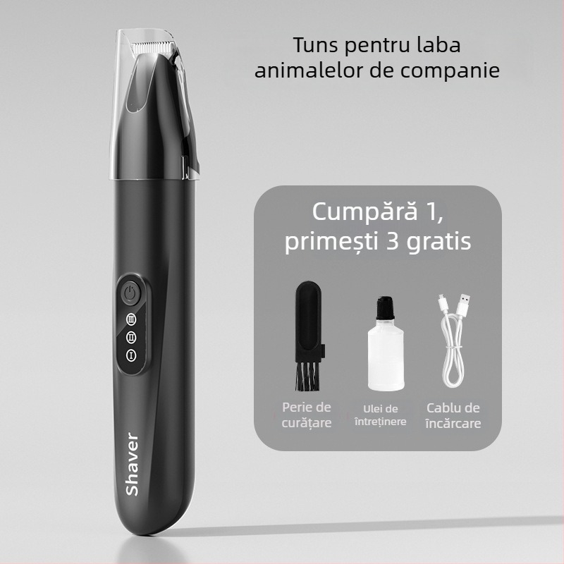 Tăietor de păr pentru animale cu lamă lată, încărcabil, funcționare silențioasă, pentru pisici și câini, model H8