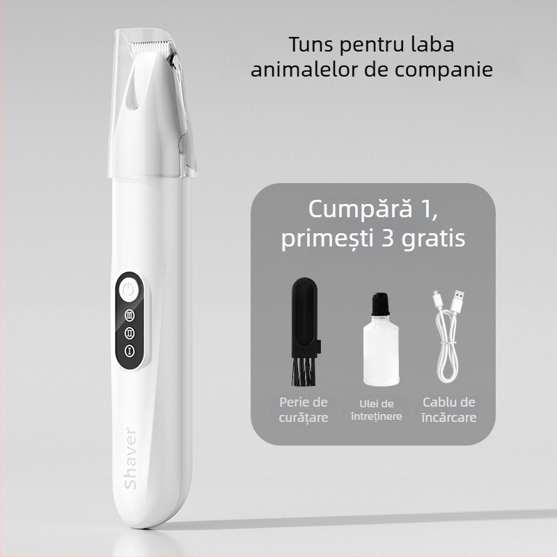 Tăietor de păr pentru animale cu lamă lată, încărcabil, funcționare silențioasă, pentru pisici și câini, model H8