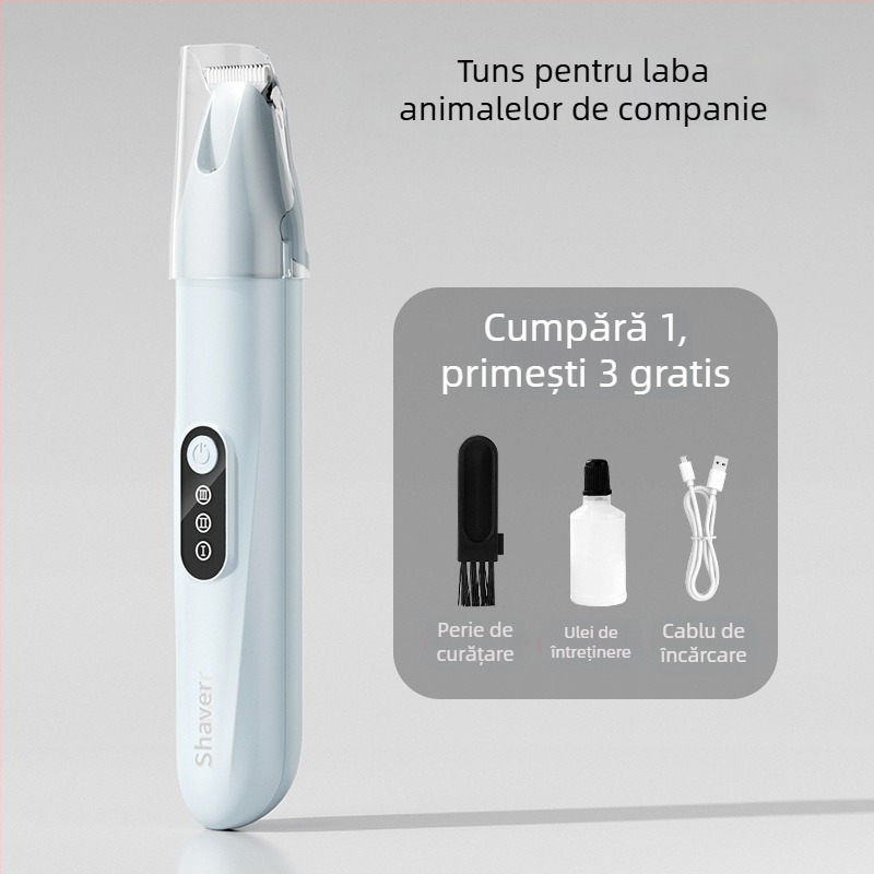 Tăietor de păr pentru animale cu lamă lată, încărcabil, funcționare silențioasă, pentru pisici și câini, model H8