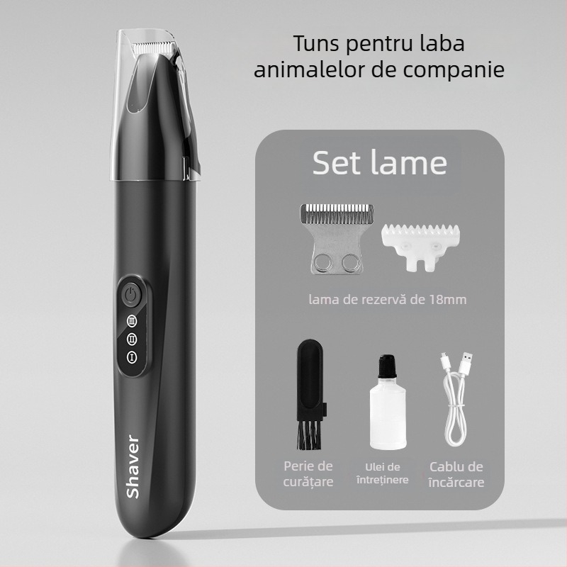 Tăietor de păr pentru animale cu lamă lată, încărcabil, funcționare silențioasă, pentru pisici și câini, model H8