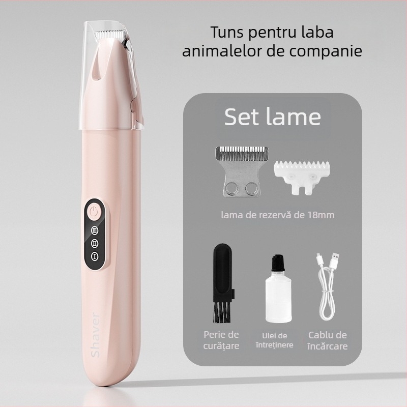 Tăietor de păr pentru animale cu lamă lată, încărcabil, funcționare silențioasă, pentru pisici și câini, model H8
