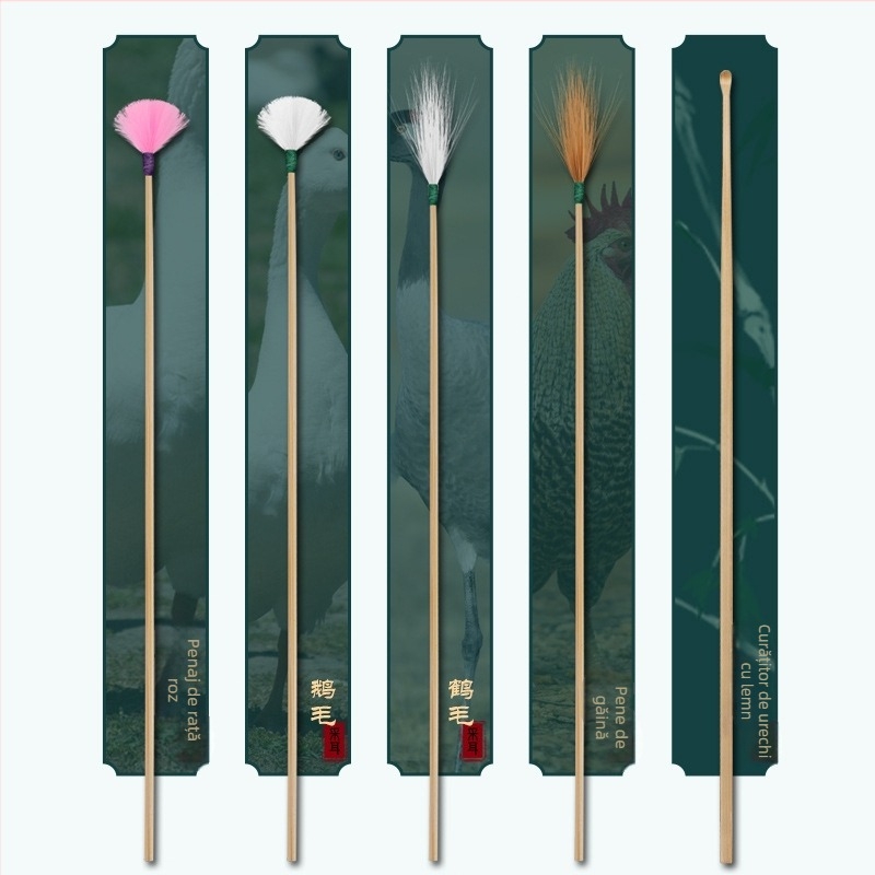 Set cu lingurițe luminoase pentru urechi pentru copii, cu lupă; materiale: oțel inoxidabil, plastic, bambus; 100 bucăți; logo imprimat