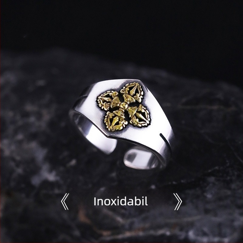 Inel unisex vintage în stil tibetan, cu design geometric și motive animale/zodii, electroplacat