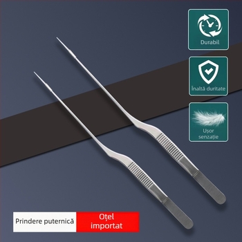 Pensete pentru urechi din oțel inoxidabil, curbate, în formă de pistol, pentru uz profesional