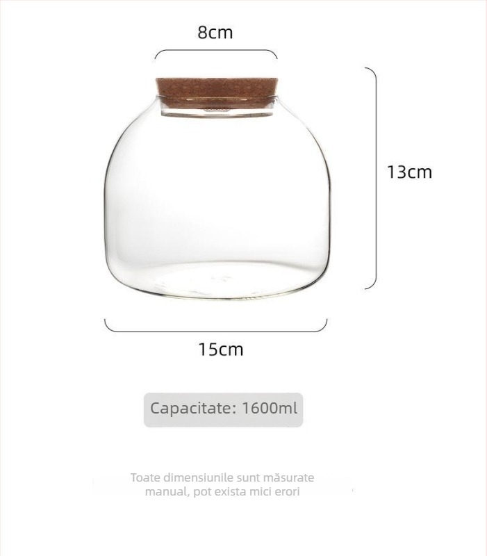 Sticlă borosilicat înaltă pentru micro peisaj cu acvariu și ghiveci hidroponic, expunere pe masă, ambalaj carton, neimportat