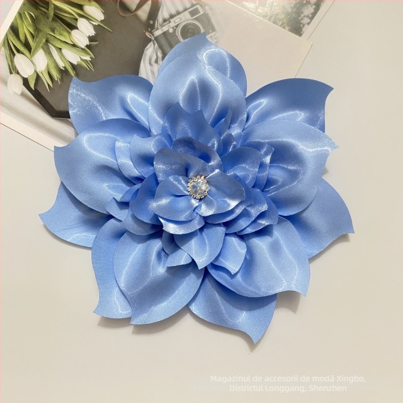 Floare mare artificială pentru păr din poliester – floare DIY din țesătură cu cristale, Xingbo