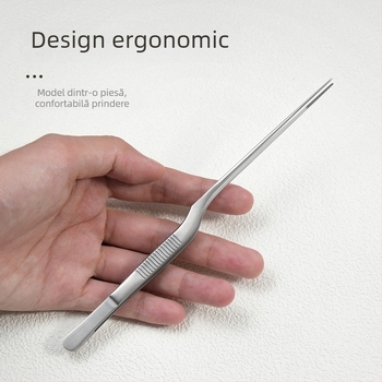 Pensetă pentru curățarea urechii din oțel inoxidabil, cu design de cot de pistol, mâner antiderapant și vârfuri dințate — pentru îndepărtarea cerumenului și a obiectelor străine, Little Plum