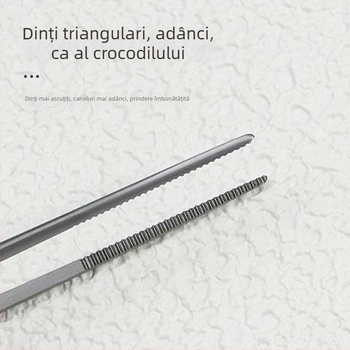 Pensetă pentru curățarea urechii din oțel inoxidabil, cu design de cot de pistol, mâner antiderapant și vârfuri dințate — pentru îndepărtarea cerumenului și a obiectelor străine, Little Plum