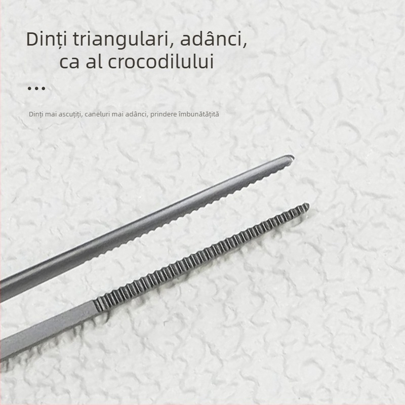 Pensetă pentru curățarea urechii din oțel inoxidabil, cu design de cot de pistol, mâner antiderapant și vârfuri dințate — pentru îndepărtarea cerumenului și a obiectelor străine, Little Plum