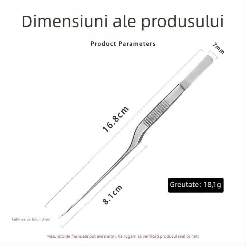 Pensetă pentru curățarea urechii din oțel inoxidabil, cu design de cot de pistol, mâner antiderapant și vârfuri dințate — pentru îndepărtarea cerumenului și a obiectelor străine, Little Plum