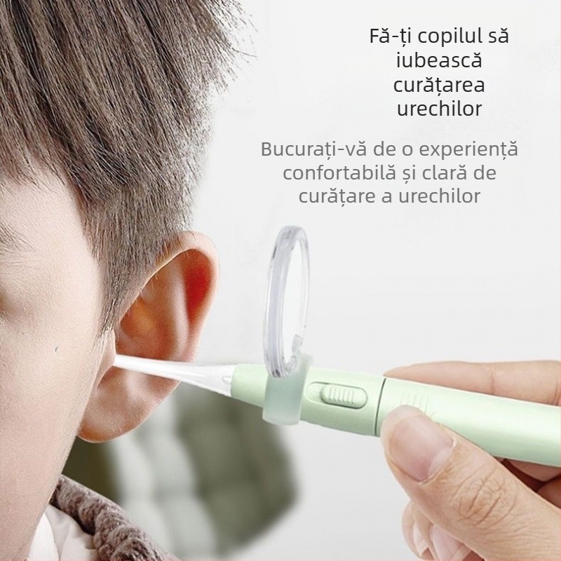 Lingură de urechi pentru copii cu lumină, vizibilă și instrument detașabil de curățare a urechii