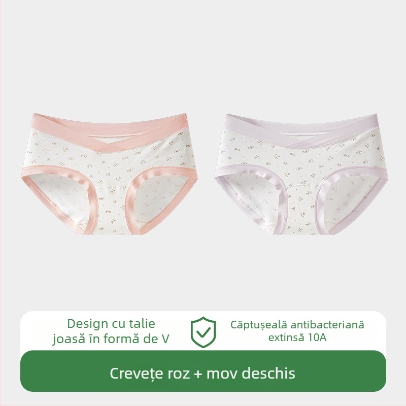 Chiloți de maternitate din bumbac, material principal din bumbac, talie joasă, susținere a abdomenului, respirabil