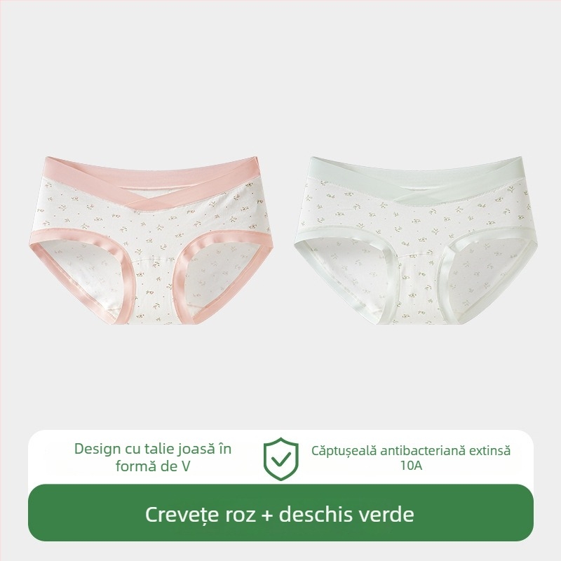 Chiloți de maternitate din bumbac, material principal din bumbac, talie joasă, susținere a abdomenului, respirabil