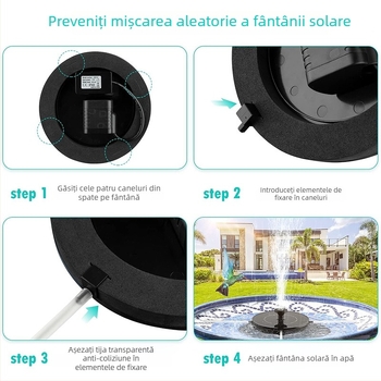 Fântână solară cu LED-uri și pompă de apă pentru grădină exterioară