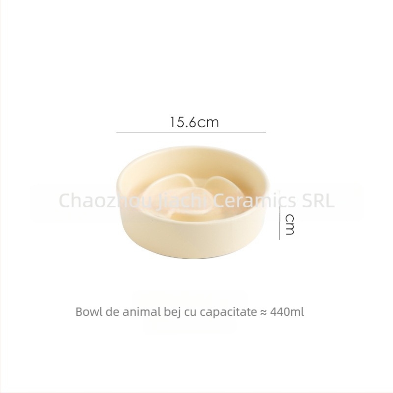 Vas ceramic pentru animale de companie, cu alimentare lentă, suport metalic, pentru câini și pisici, împiedică înghițirea și răsturnarea