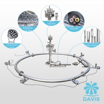 Davis Fântână Muzicală – pulverizare combinată, 220V, potrivită pentru parcuri, curți, piscine și piețe