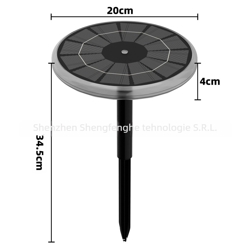 Lumină solară pentru grădină cu fântână, lampă circulară înfiptă în pământ, în formă de farfurie zburătoare, decor de peisaj