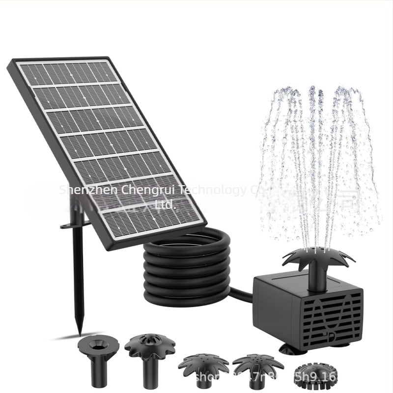 Fântână solară pentru montaj în pământ, pentru grădină, cu baie de păsări – aspersie combinată