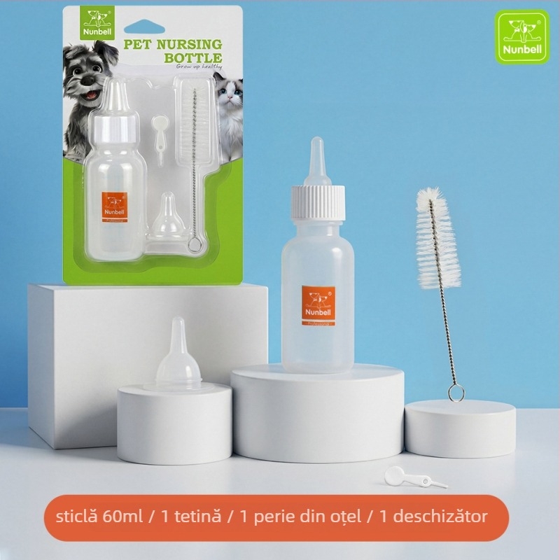Nanbeier Set de biberon pentru animale de companie; material: silicon alimentar; cod produs: Bottle Set; cutie cu 144 de bucăți; categorie: accesorii de hrănire pentru animale