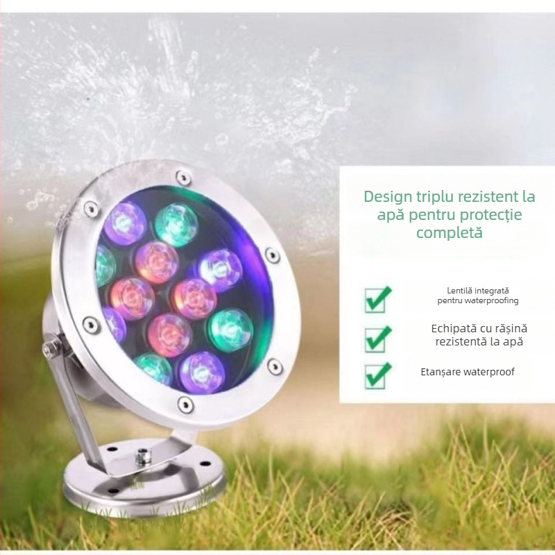 Lumină subacvatică LED IP68 Model YX-SDD DC24V 3/6/9/12 LED-uri 1440 lm