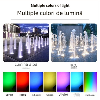 Lumină LED subacvatică cu control DMX512 RGB, carcasă din oțel inoxidabil 304, IP68, intrare 12-24V