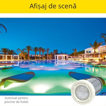 Lumină submersibilă LED pentru piscină, încastrată, RGB, 12V, IP68, 3 LED, 360 lm, unghi fascicul 30°